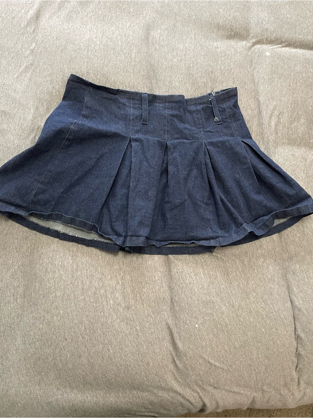 VTG 90s Y2K Rave Pleated Denim Mini Skirt Large Made in USA